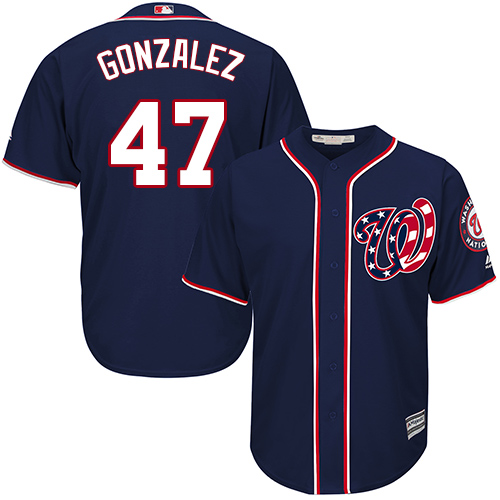Nationals #47 Gio Gonzalez Navy Blue Cool Base Stitched Youth MLB Jersey